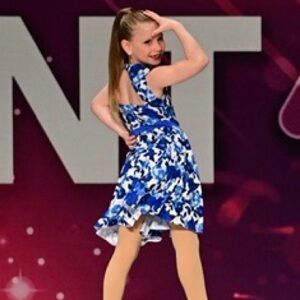 Weissman Blue & White Floral & Flare Girl's dance recital competition dress